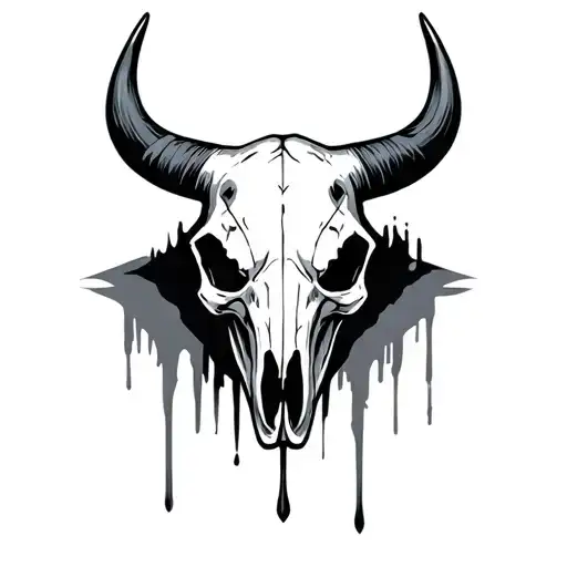 bull skull gothic  tattoo design idea