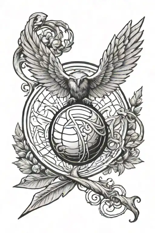 Golden snitch and hufflepuff tattoo design idea