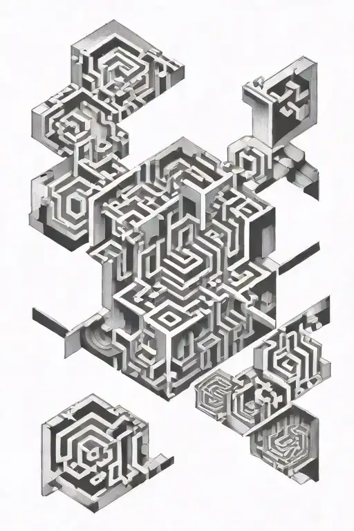 hexagonal m c Escher labrynth tattoo design idea