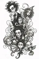 tim burton characters tattoo design idea