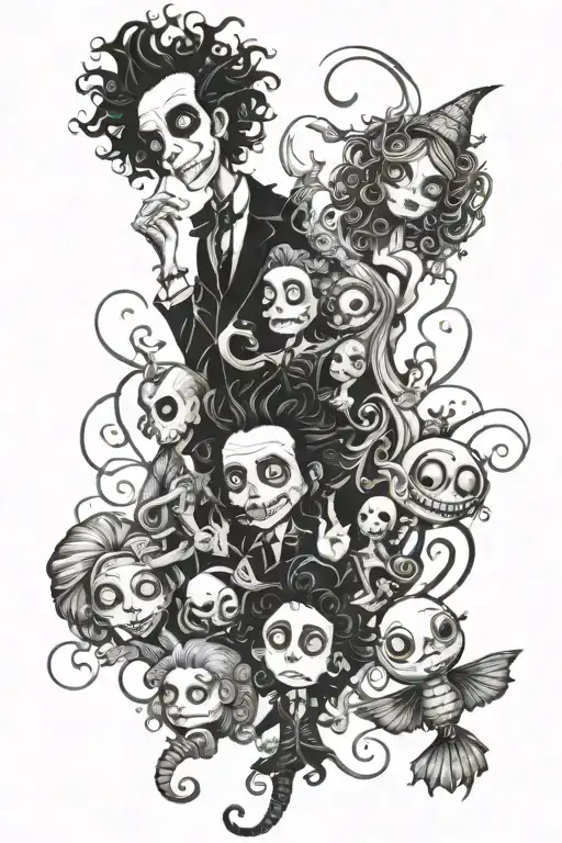 tim burton characters tattoo design idea
