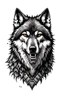 wolf and mountain tattoo design idea
