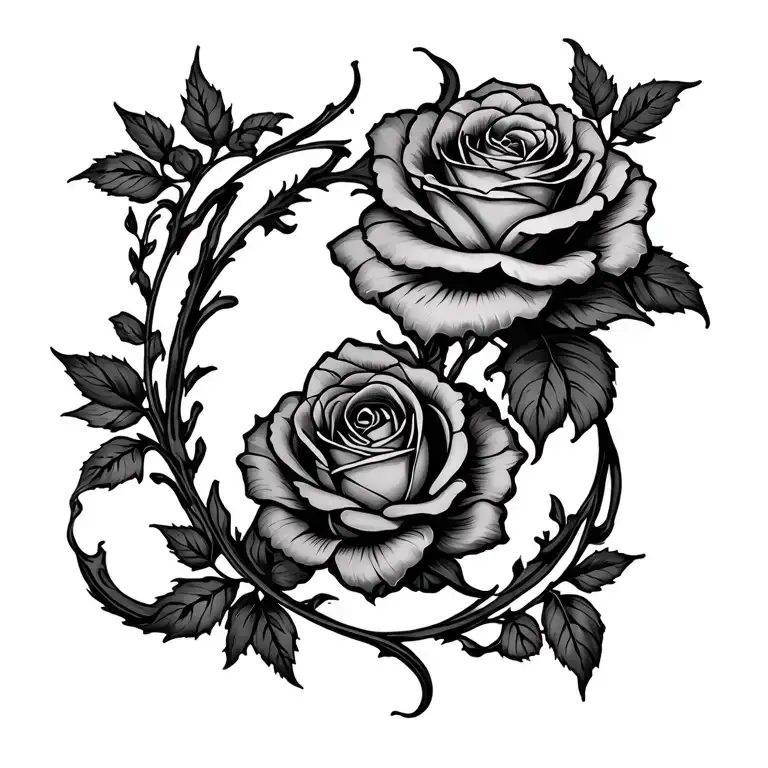 fine vine and rose single wrap around tattoo design idea