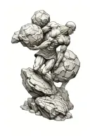 sysiphus pushing boulder tattoo design idea