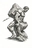 sysiphus pushing boulder tattoo design idea