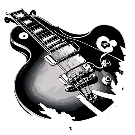 Les Paul guitar with lifeline symbol tattoo design idea