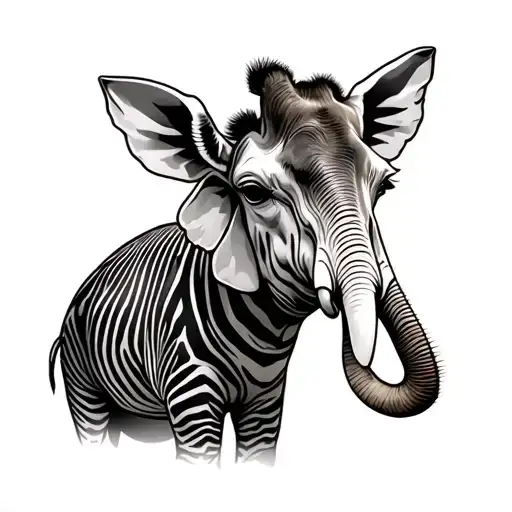 giraffe, zebra elephant, penguin tattoo design idea