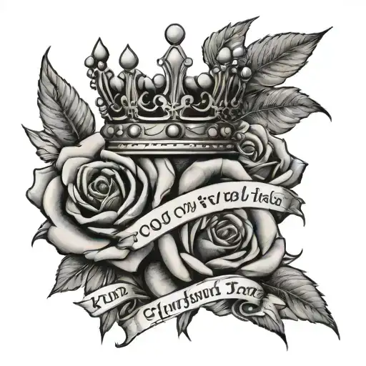 crown and roses quote "You survived what you thought would break you.Now straighten that crown and move forward like th" tattoo design idea