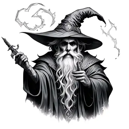 magic innovation wizard tattoo design idea