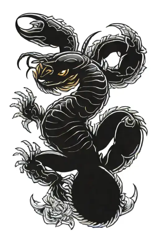 Scorpion and Pisces zodiac sign tattoo design idea