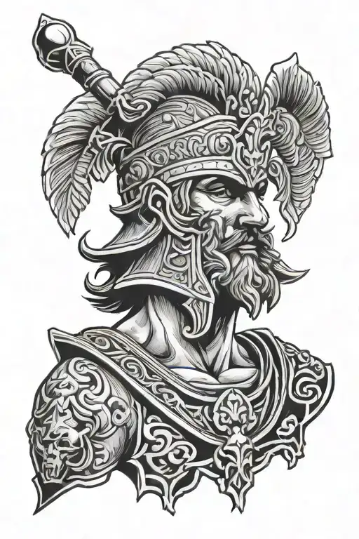 ares Greek god ,alcohol ,cigarettes  tattoo design idea