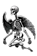 skeleton with wings spread wide tattoo design idea