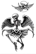 skeleton with wings spread wide tattoo design idea