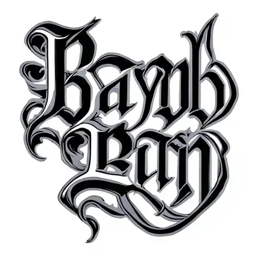 the word Babylon written vertically in cursive tattoo design idea