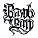 the word Babylon written vertically in cursive tattoo design idea