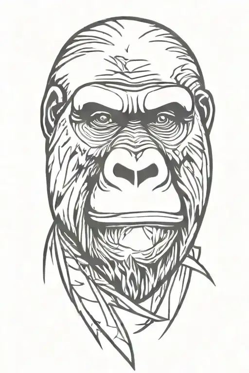 gorilla with jungle scene tattoo design idea