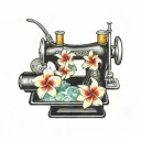 sewing machine hawaii  cocktail wave plumeria tattoo design idea