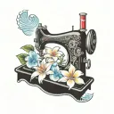 sewing machine hawaii  cocktail wave plumeria tattoo design idea