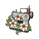 sewing machine hawaii  cocktail wave plumeria tattoo design idea