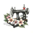 sewing machine hawaii  cocktail wave plumeria tattoo design idea