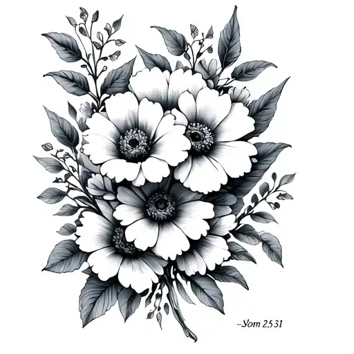 flowers and scripture palsm 25:31 tattoo design idea