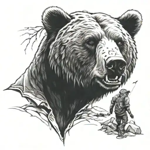 never alone beneath the bear's head tattoo design idea