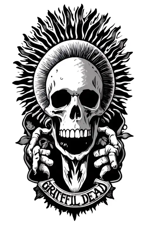 grateful dead logo with sun around it tattoo design idea