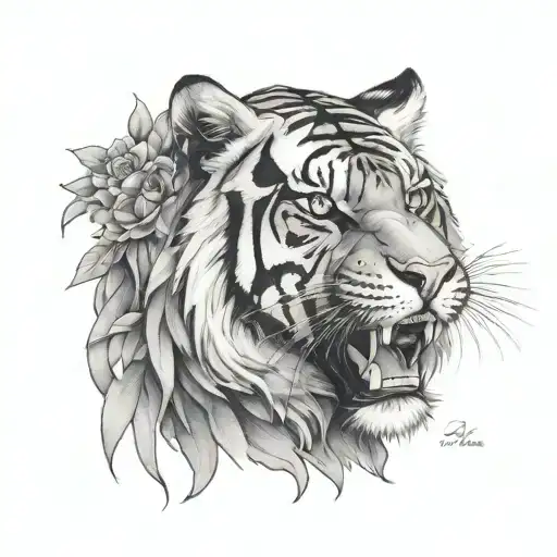 Tiger and phrase Stay strong! tattoo design idea