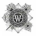 4 letters V; V; D; G in a cercle form tattoo design idea