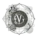 4 letters V; V; D; G in a cercle form tattoo design idea