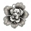 dog nose print inside four leaf clover tattoo design idea