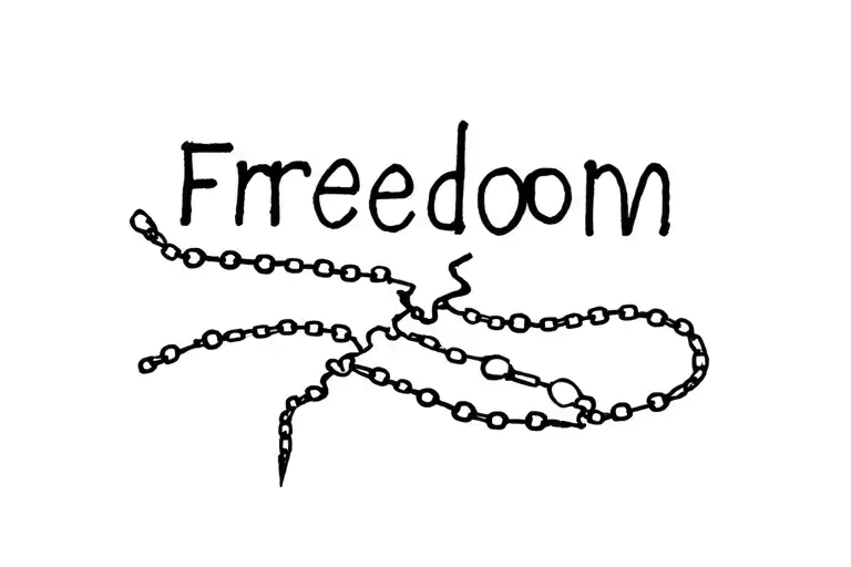 word freedom in Spanish with a broken chain tattoo design idea