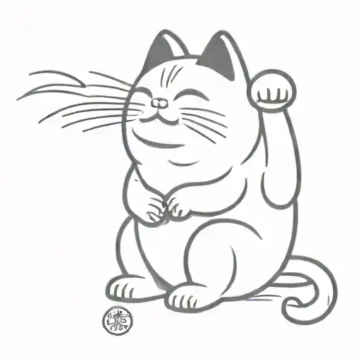 the Japanese lucky cat effeminate version who makes a fuck and with a cigarette in his mouth tattoo design idea