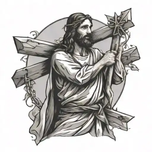 Jesus carrying the cross tattoo design idea