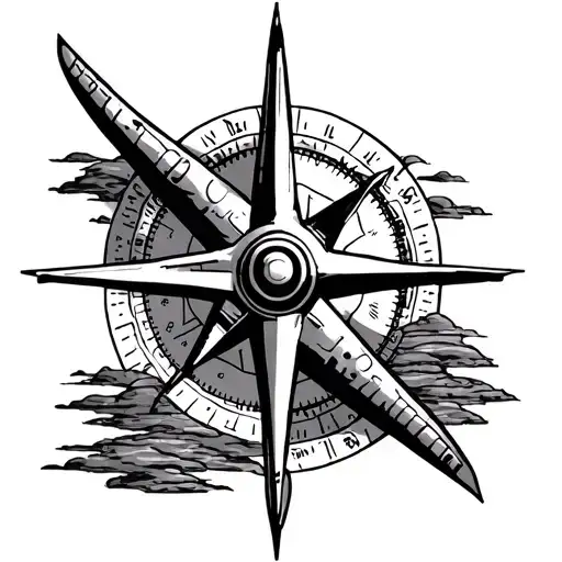 kompass mit cliffs of moher ireland flugzeug  tattoo design idea