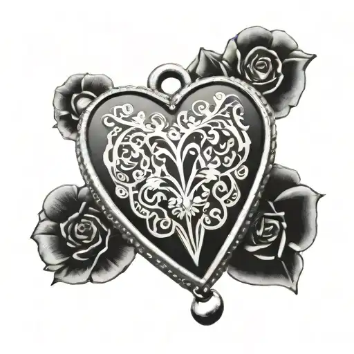 Mexican 60's vintage heart locket tattoo design idea