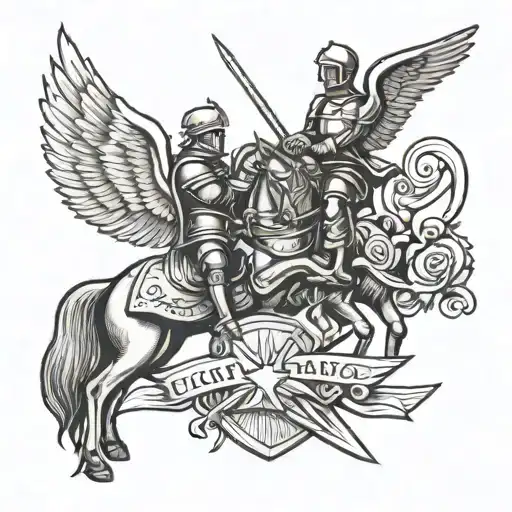 knight & guardian angel tattoo design idea
