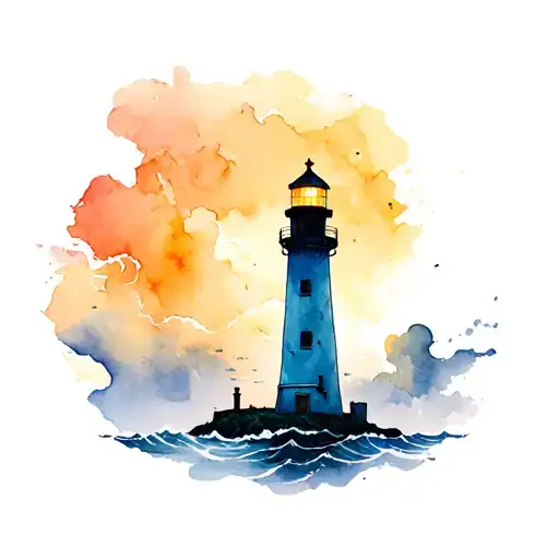 Lighthouse stormy conditions tattoo design idea