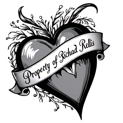 "Property of Richard Ellis" in a love heart tattoo tattoo design idea
