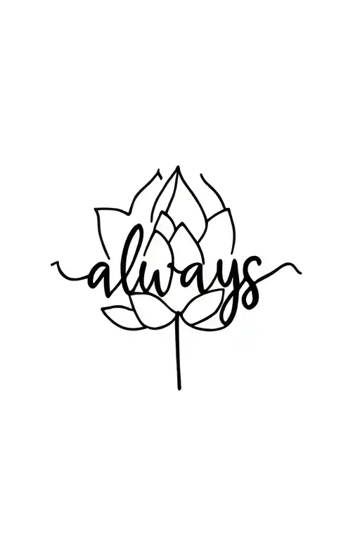 the word always sideways with lotus flower at the end tattoo design idea