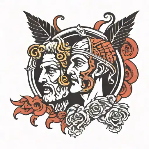 janus 2 face god symbol tattoo design idea