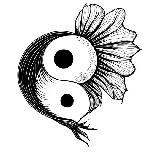 betta fish yin yang and dirac equation parther tattoo design idea