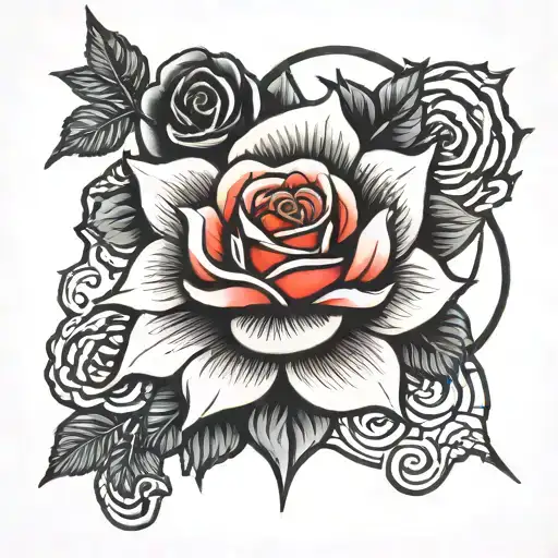 rose lunar eclipse tattoo design idea