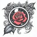 rose lunar eclipse tattoo design idea