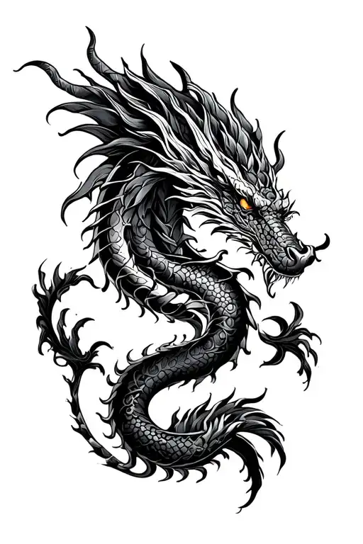 Western dragon coils tattoo design idea