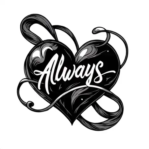 "Always" heart intertwined tattoo design idea