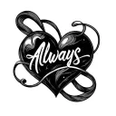 "Always" heart intertwined tattoo design idea