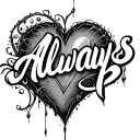 "Always" heart intertwined tattoo design idea