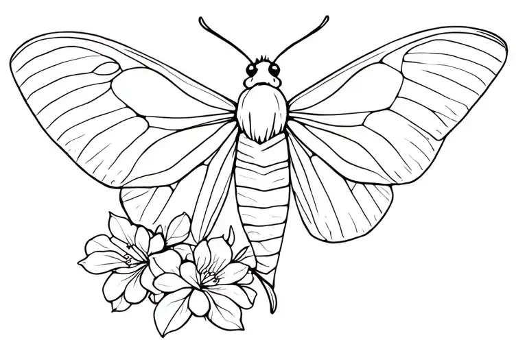  moth with gardenias behind it  tattoo design idea