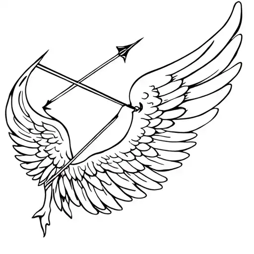 mix of angel wings and bow and arrow but the wings are bow tattoo design idea